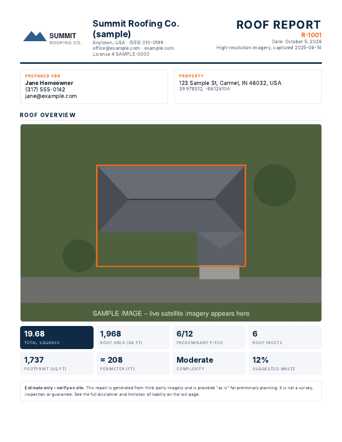 Roof report summary page